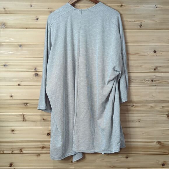 Donni Sandwash Cardigan Womens Plus One Size Striped Open Front - Picture 5 of 10